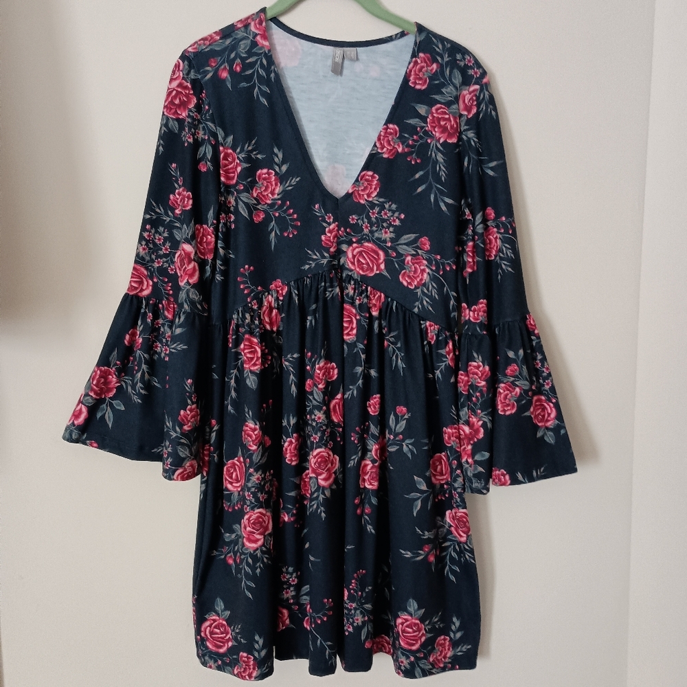 ASOS Dark Floral Babydoll Dress Cottagecore Romantic English Garden Moody US 4